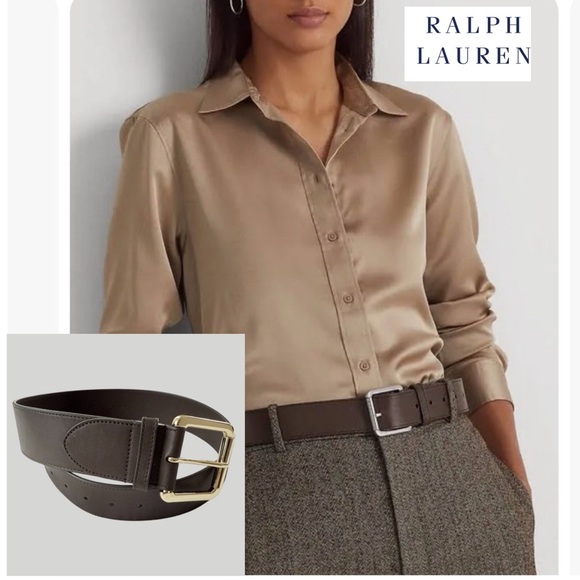 Women’s Lauren Ralph Lauren 2” Vachetta Wide Leather Belt Sz S | 32 in - Picture 1 of 13